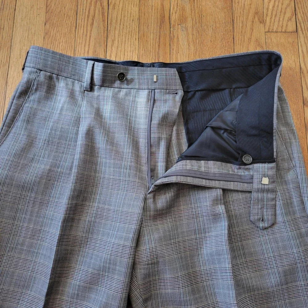 Paul Fredrick 39S Wool Suit Gray Glen‎ Plaid 2 Pc Suit Blazer Pants Preppy Twee
